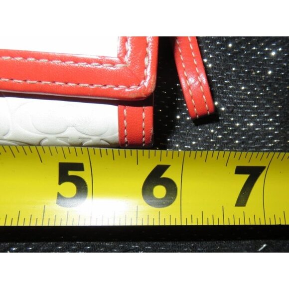 Coach 2004 Circa Embossed Logo White Patent Leather Bifold Wallet w/ Orange Trim - Picture 10 of 10